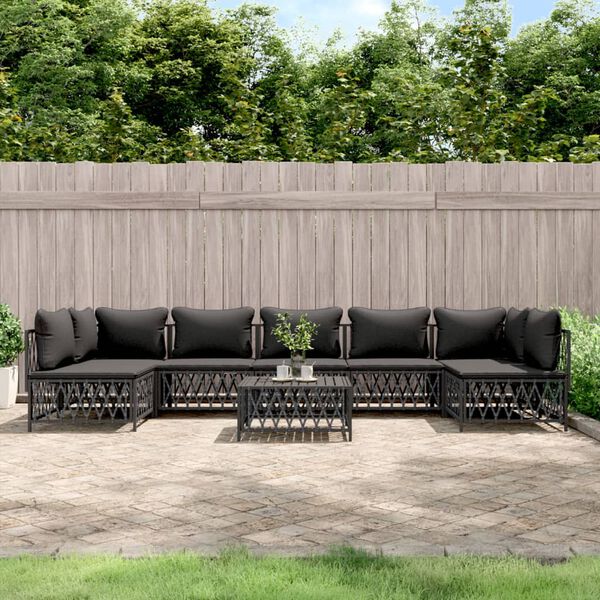 vidaXL 8 Piece Garden Lounge Set with Cushions Anthracite Steel