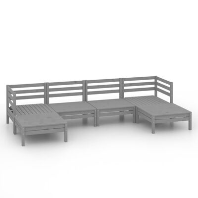 vidaXL 6 Piece Garden Lounge Set Grey Solid Wood Pine