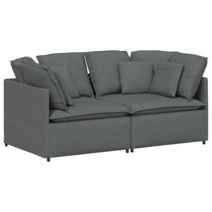 vidaXL Modular Sofa with Cushions Fabric Dark Grey