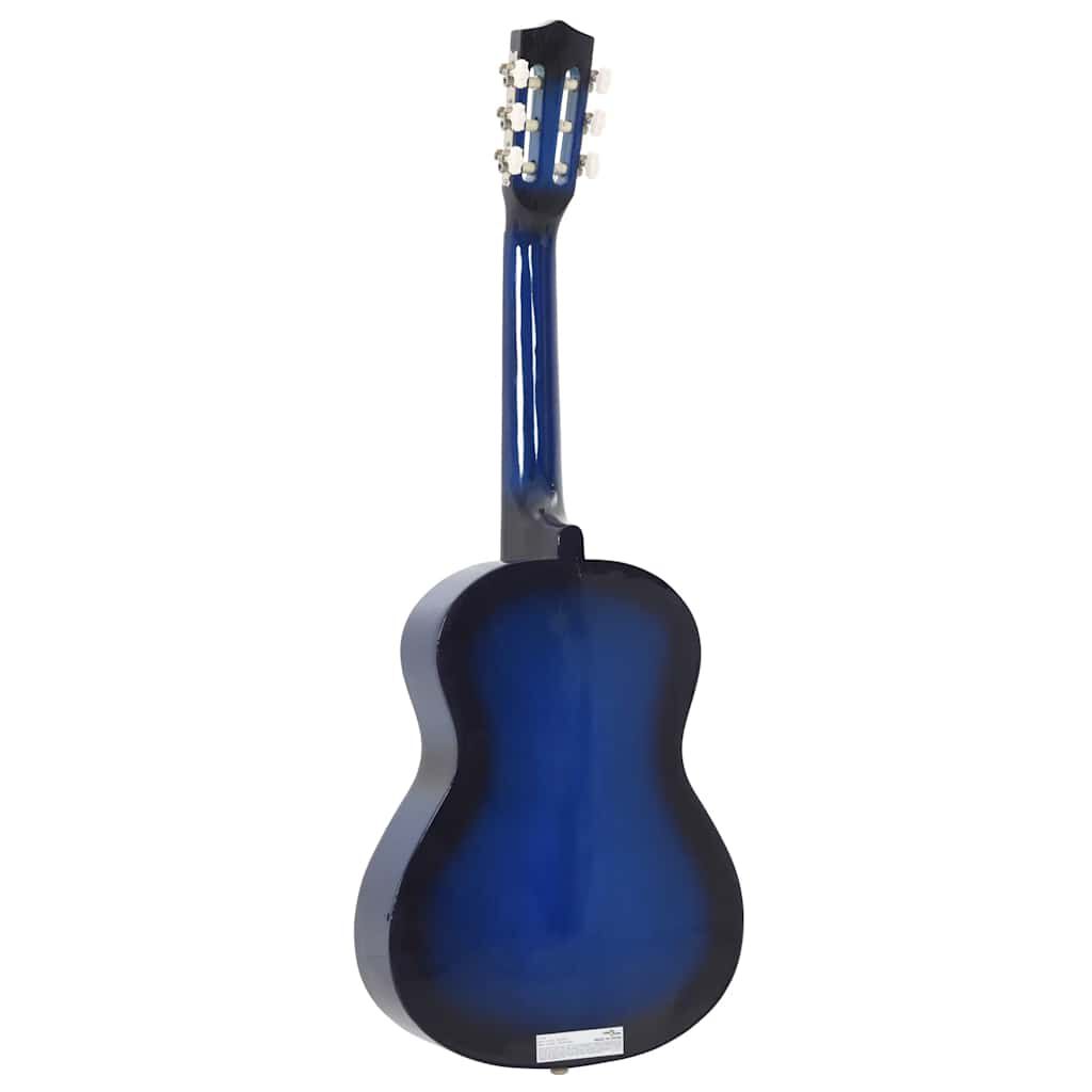 vidaXL 8 Piece Classical Guitar Beginner Set Blue 1/2 34"