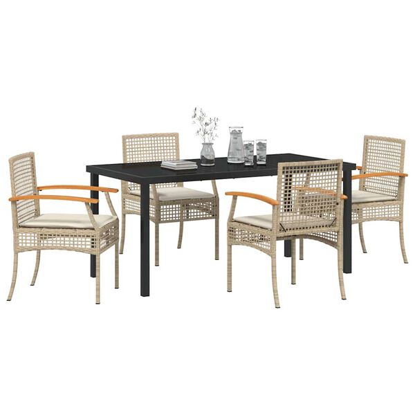 vidaXL Garden Dining Set 5 pcs Beige Poly Rattan