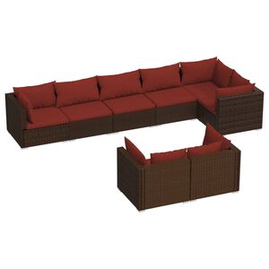 vidaXL 8 Piece Garden Lounge Set with Cushions Brown Poly Rattan