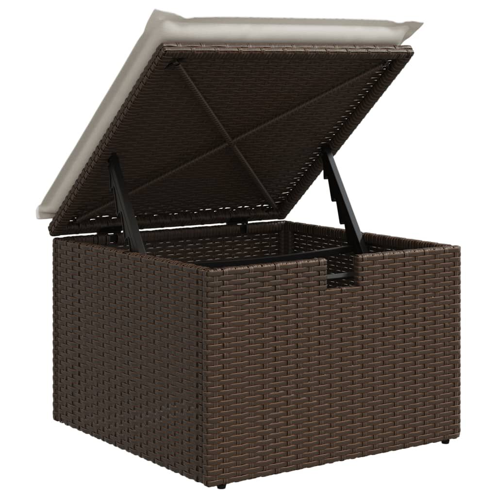 vidaXL Garden Stool with Cushion Brown 55x55x37 cm Poly Rattan