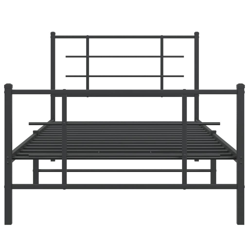 vidaXL Metal Bed Frame without Mattress with Footboard Black 100x200cm