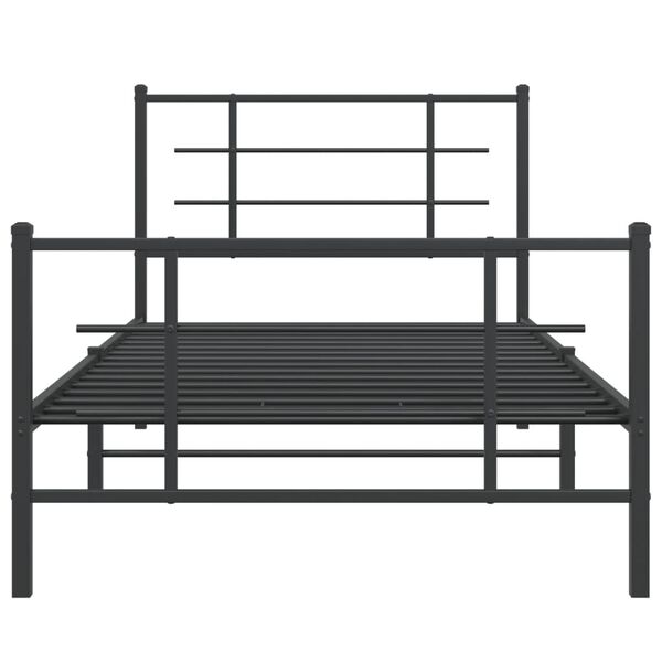vidaXL Metal Bed Frame without Mattress with Footboard Black 100x200cm