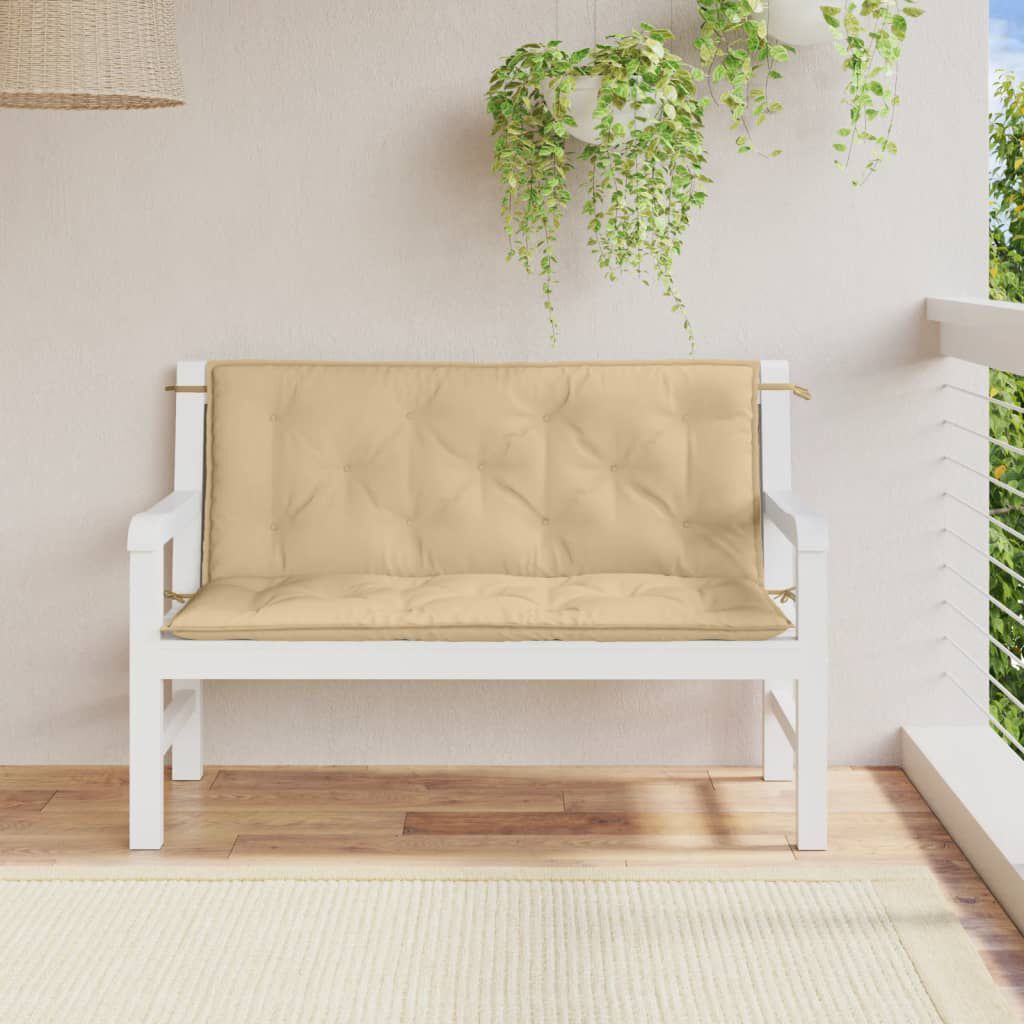 vidaXL Garden Bench Cushions 2 pcs Melange Beige 120x50x7 cm Fabric