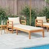 vidaXL Sun Lounger with Cream White Cushions Solid Acacia Wood
