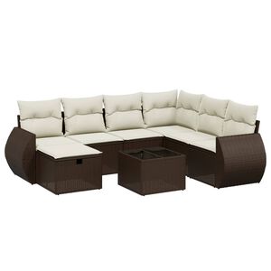 vidaXL 8 Piece Garden Sofa Set with Cushions Brown Poly Rattan