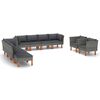 vidaXL 10 Piece Garden Lounge Set Poly Rattan and Eucalyptus Wood Grey