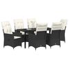 vidaXL Garden Dining Set with Cushion 7 pcs Black Poly Rattan