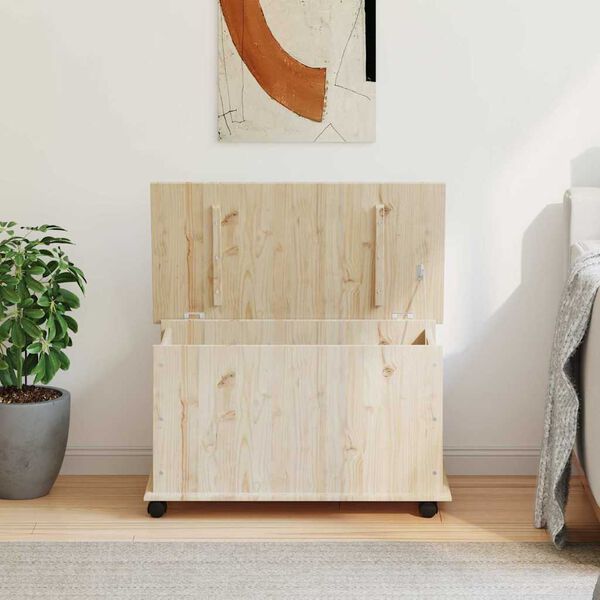 vidaXL Storage Chest with Wheels ALTA 73x39.5x43 cm Solid Wood Pine