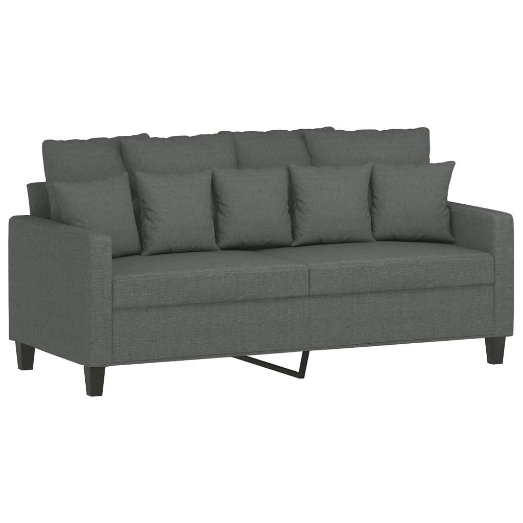vidaXL 2 Piece Sofa Set with Cushions Dark Grey Fabric