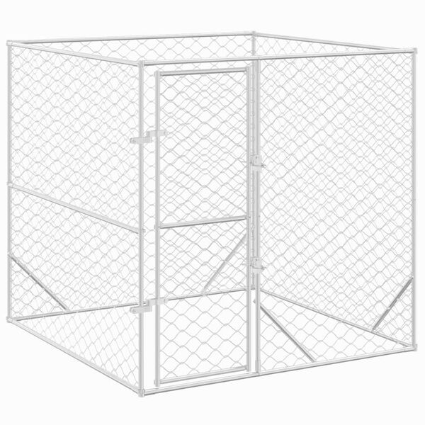 vidaXL Outdoor Dog Kennel Silver 2x2x2 m Galvanised Steel