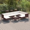 vidaXL 10 Piece Garden Lounge Set with Cushions Poly Rattan Brown