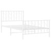 vidaXL Metal Bed Frame without Mattress with Footboard&nbsp;White 100x200cm