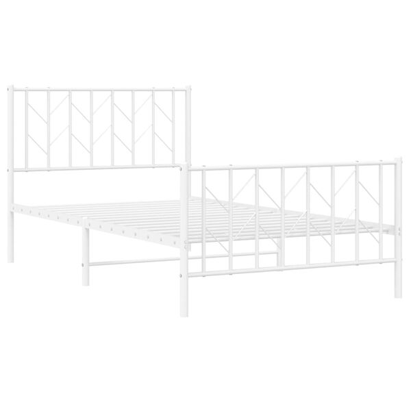 vidaXL Metal Bed Frame without Mattress with Footboard&nbsp;White 100x200cm