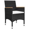 vidaXL 3 Piece Bistro Set Poly Rattan and Acacia Wood Black