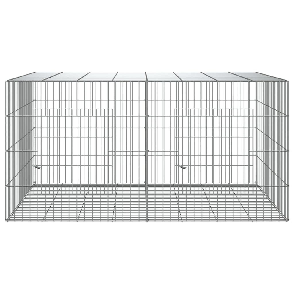 vidaXL 2-Panel Rabbit Cage 110x79x54 cm Galvanised Iron