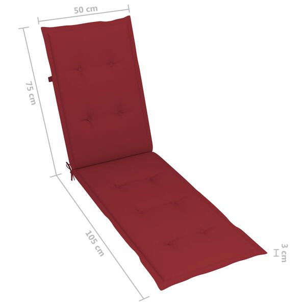 vidaXL Outdoor Deck Chair with Footrest and Cushion Solid Acacia Wood