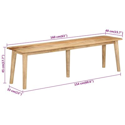vidaXL Bench 160x40x45 cm Solid Wood Mango