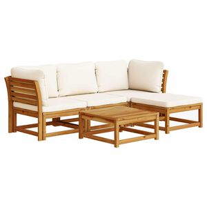 vidaXL 5 Piece Garden Lounge Set with Cushions Solid Wood Acacia