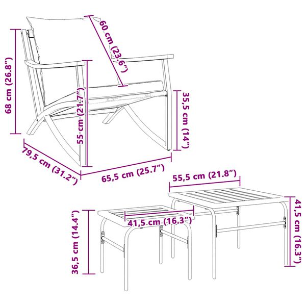 vidaXL 4 Piece Balcony Furniture Set with Cushions Black Steel