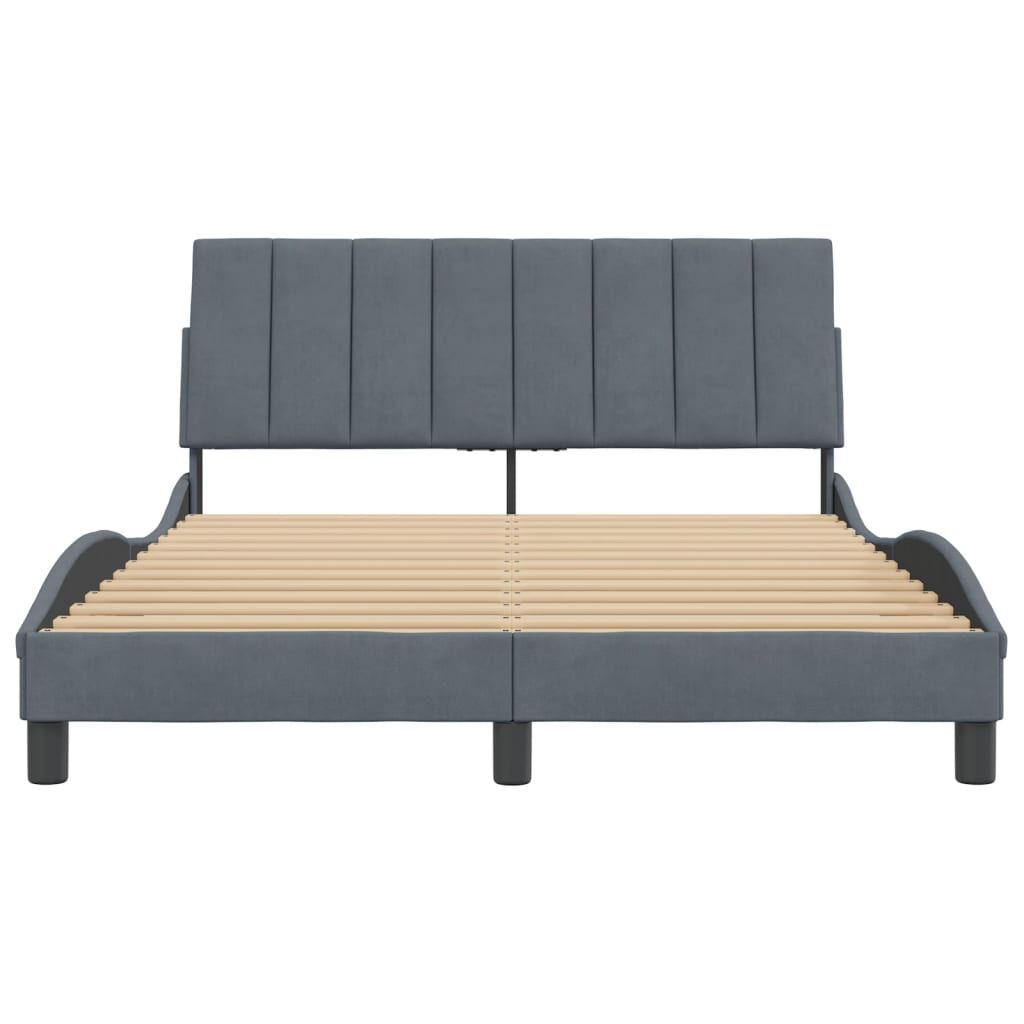 vidaXL Bed Frame without Mattress "Hanko" Dark Grey 137x190 cm Double Velvet