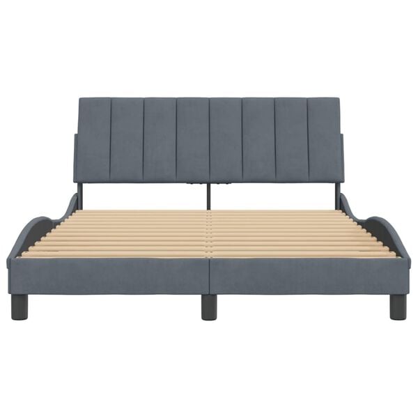 vidaXL Bed Frame without Mattress "Hanko" Dark Grey 137x190 cm Double Velvet