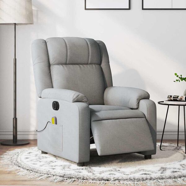 vidaXL Electric Massage Recliner Chair Light Grey Fabric