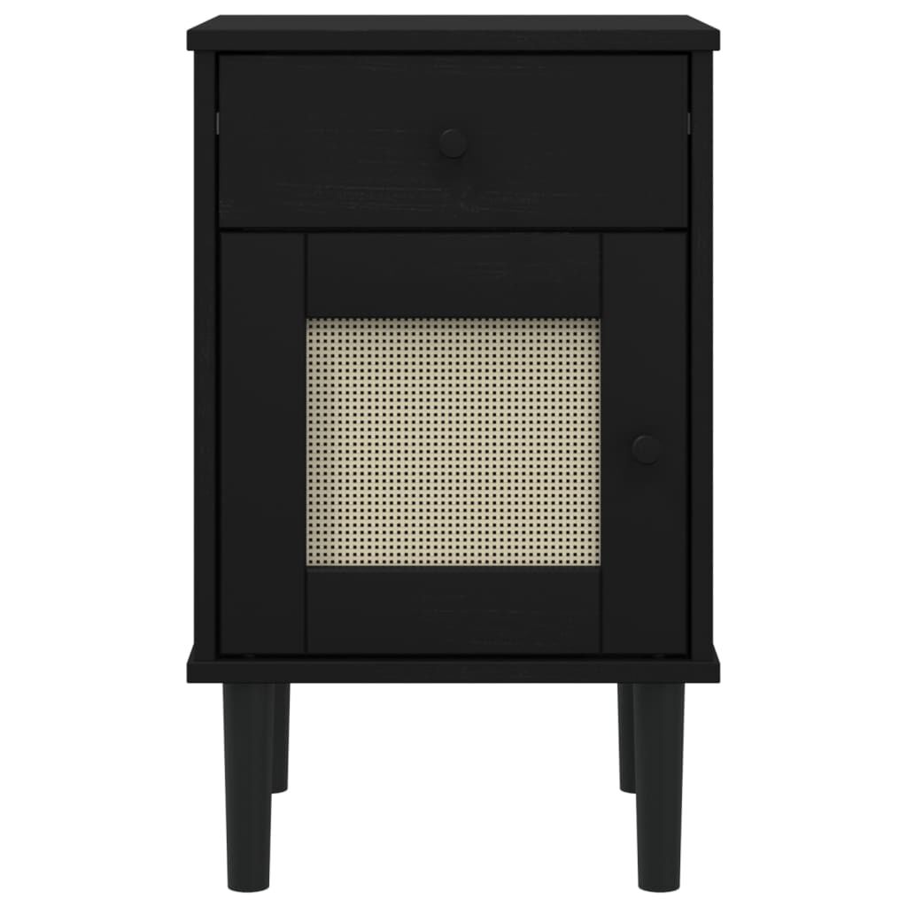 vidaXL Bedside Cabinet SENJA Rattan Look Black 40x35x65 cm Solid Wood Pine