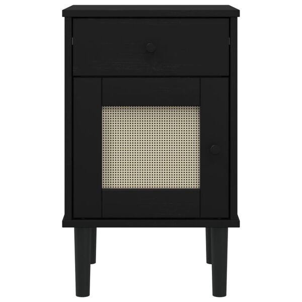 vidaXL Bedside Cabinet SENJA Rattan Look Black 40x35x65 cm Solid Wood Pine