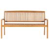 vidaXL Stacking Garden Bench with Cushion 159 cm Solid Teak Wood