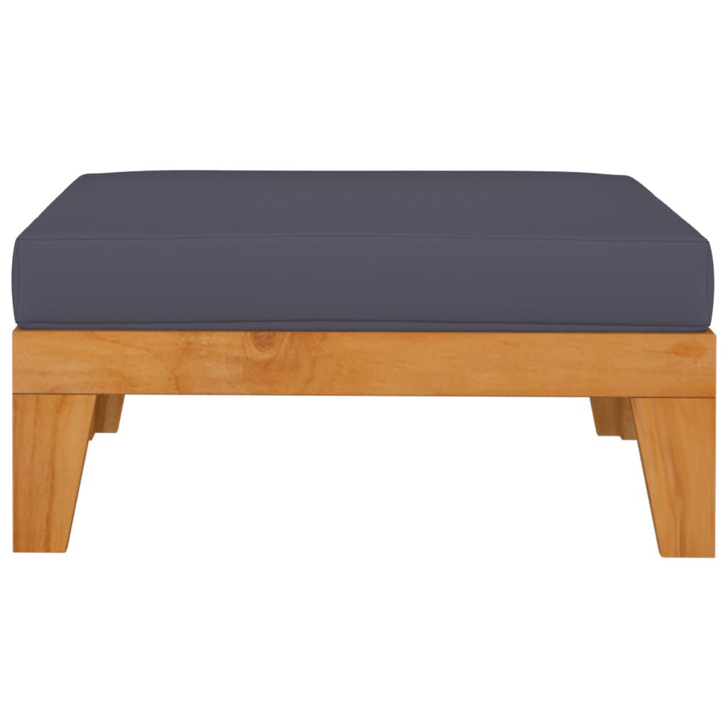 vidaXL Sectional Footrest with Dark Grey Cushion Solid Acacia Wood
