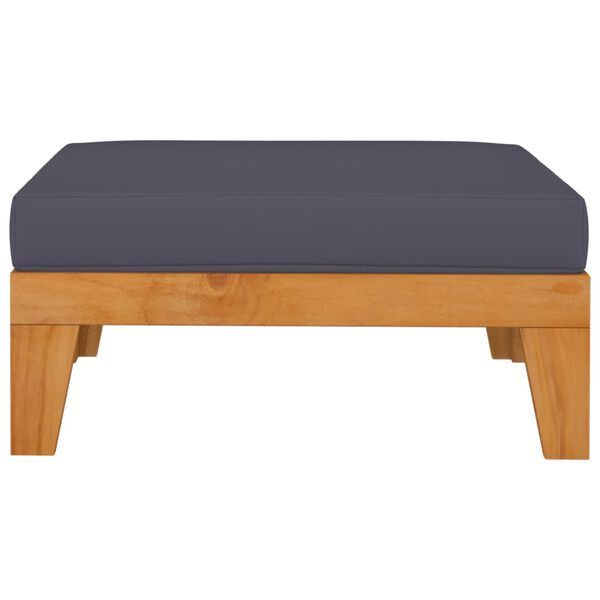 vidaXL Sectional Footrest with Dark Grey Cushion Solid Acacia Wood
