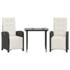 vidaXL 7 Piece Garden Dining Set with Cushions Black Poly Rattan
