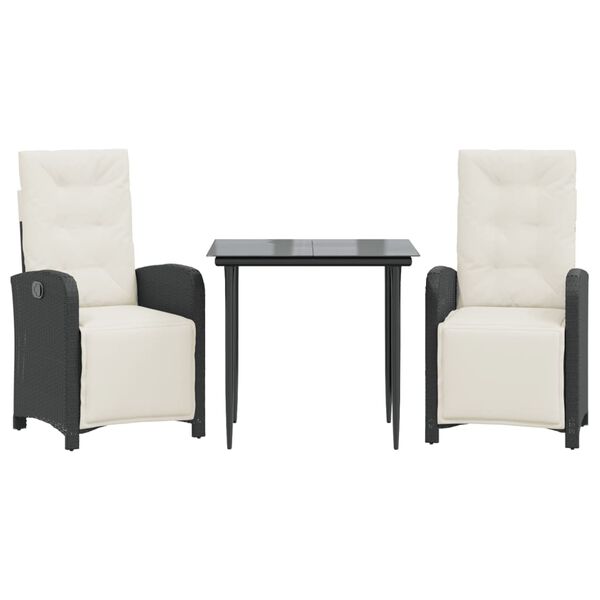 vidaXL 5 Piece Garden Dining Set with Cushions Black Poly Rattan