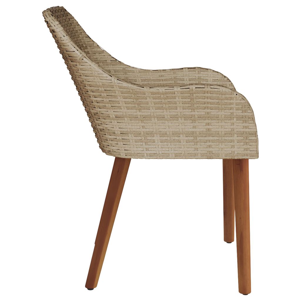 vidaXL Garden Chairs with Cushions 2 pcs Beige Poly Rattan
