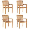 vidaXL Stacking Garden Chairs with Cushions 4 pcs Solid Teak Wood