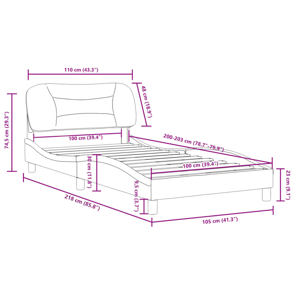 vidaXL Bed Frame without Mattress Black 100x203 cm Faux Leather