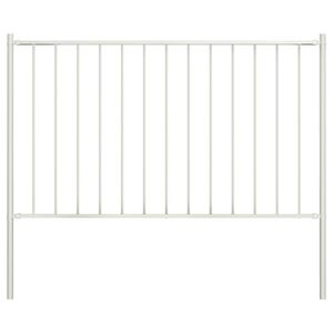vidaXL Fence Panel with Posts Powder-coated Steel 1.7x1 m White