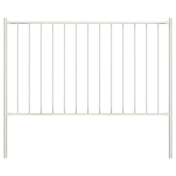 vidaXL Fence Panel with Posts Powder-coated Steel 1.7x1 m White