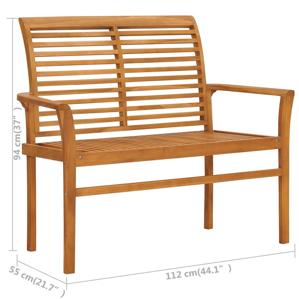 vidaXL Garden Bench with Bright Green Cushion 112 cm Solid Teak Wood