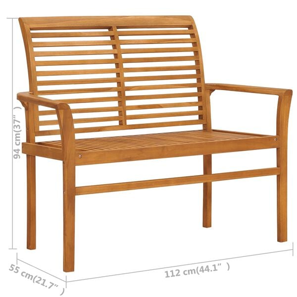 vidaXL Garden Bench with Bright Green Cushion 112 cm Solid Teak Wood