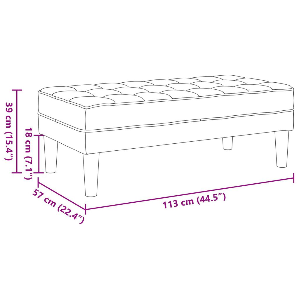 vidaXL Bench Light Grey 113x57x39 cm Fabric