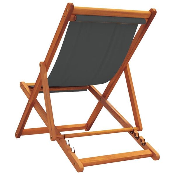 vidaXL Folding Beach Chairs 2 pcs Grey Fabric