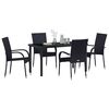 vidaXL Garden Dining Set 5 pcs Black Powder-Coated Steel