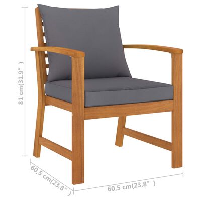 vidaXL Garden Chairs 2 pcs with Dark Grey Cushion Solid Acacia Wood