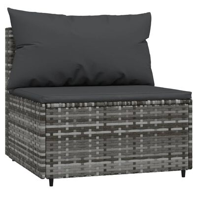 vidaXL 4 Piece Garden Lounge Set with Cushions Grey Poly Rattan
