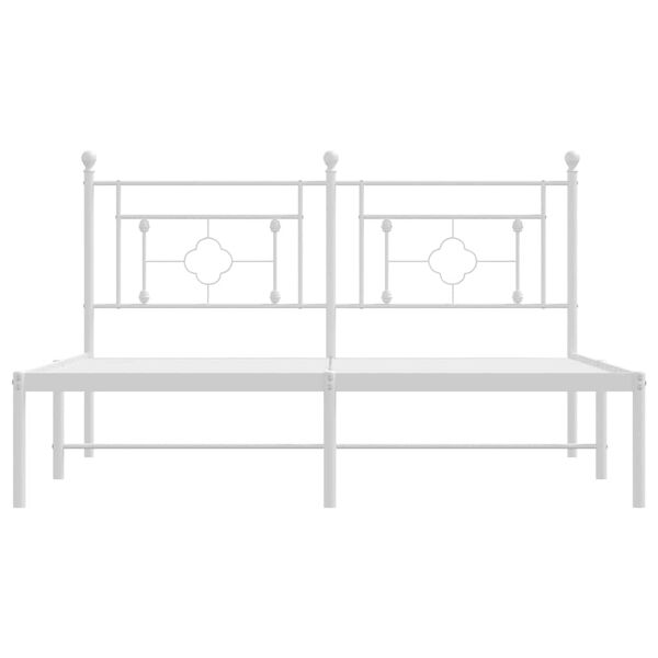 vidaXL Metal Bed Frame without Mattress with Headboard White 150x200cm