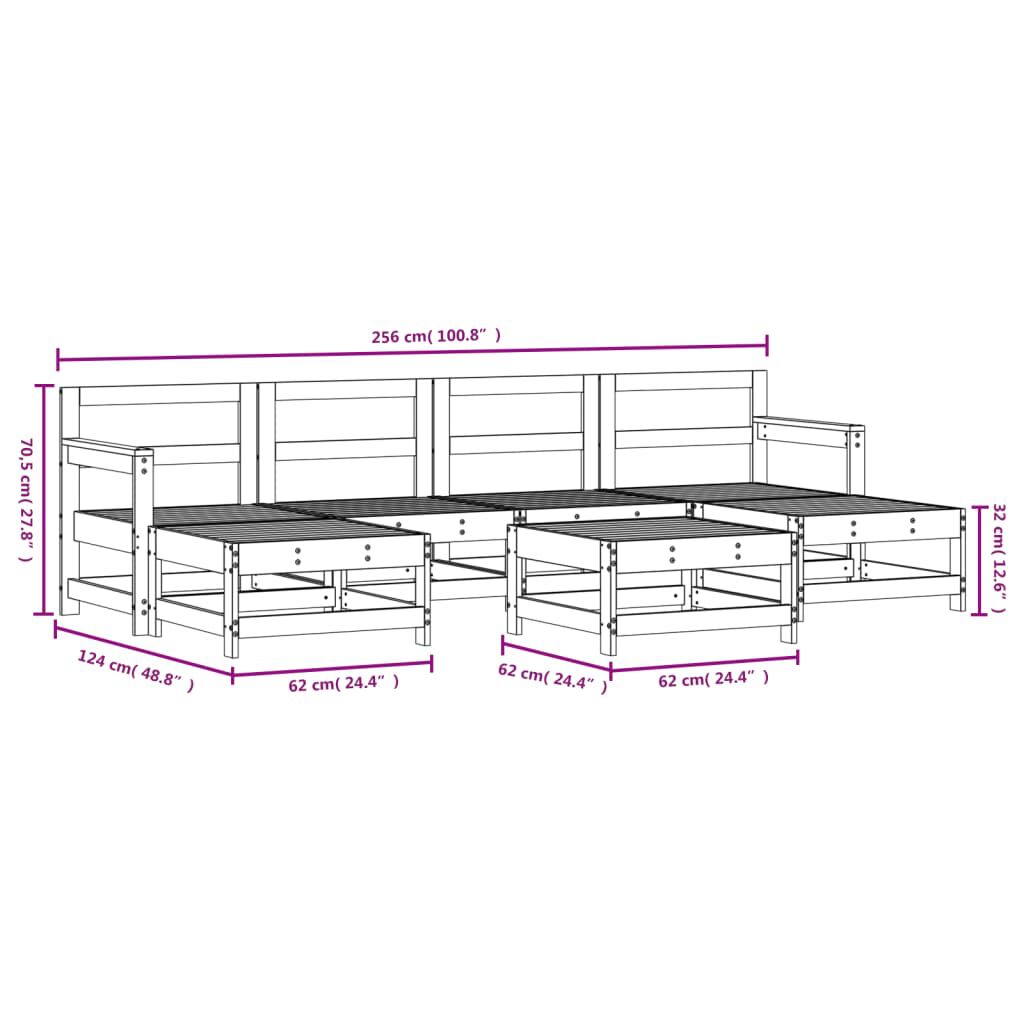 vidaXL 7 Piece Garden Lounge Set Solid Wood Pine